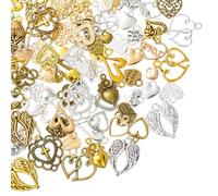 COGCHARGER 100 Pieces Assorted Heart Charms for Jewelry Making Mixed Color Bulk Cute Alloy Collection Pendants for Bracelet Necklace Earring DIY Supplies