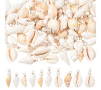COGCHARGER 100Pcs Assorted Beach Charms for Jewellery Making Bulk Ocean Shell Summer Charms Acrylic Pearl Sea Seashell Pendants for Earring Bracelet Necklace Decor DIY Accessories