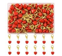 COGCHARGER 100Pcs Red Heart Bag Purse Clip On Charms for Jewellery Making Bulk Valentine Love Charm Acrylic with Lobster Claw Clasp Bag Charms for Handbags Keychain Decoration DIY Supplies