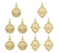 COGCHARGER 10Pcs 2 Style Small North Star Charms for Jewellery Making Mini Cute Gold Plated Star Charms Brass Cubic Zirconia Pendants for DIY Necklace Bracelet Earrings DIY Supplies