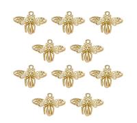 COGCHARGER 10Pcs Bee Charms for Jewelry Making Cute Small Animal Charms Gold Brass Pendants for Bracelet Necklace Earring Keychain DIY Supplies