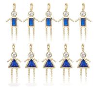 COGCHARGER 10Pcs Birthstone Charms for Jewellery Making Birth Month Brass Crystal Metal Cute Charms Real 18K Gold Plated Cubic Zirconia Pendant for Mom Family Couple Earring Necklace (Dark Blue)