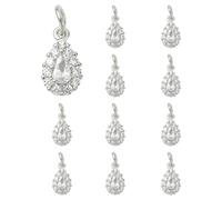 COGCHARGER 10Pcs Bulk Small Crystal Dangle Charms Brass Cubic Zirconia Teardrop Charms Water Drop Pendants for Jewellery Making Earring Necklace Bracelet