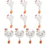 COGCHARGER 10Pcs Chicken Charms for Jewellery Making Cute Resin Animal Charms Mini Hen with Egg Pendants for Bracelet Necklace Earrings Keychains DIY Crafts Accessories