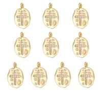 COGCHARGER 10Pcs Cross Charms for Jewellery Making Flat Irregular Religious Christianity Crystal 18K Gold Plated Charms Brass Cubic Zirconia Pendants for Earring Bracelet Necklace DIY Supplies