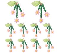COGCHARGER 10Pcs Cute Flower Charms for Jewellery Making Bulk 3D Glass Pink Charms Stainless Steel Plant Lotus Floral Pendants for Bracelet Necklace Earring DIY Supplies