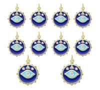 COGCHARGER 10pcs Evil Eye Charms for Jewellery Making Real 18K Gold Plated Blue Evil Eye Charm Brass Enamel Cubic Zirconia Lucky Charms for Bracelet Necklace Earring DIY Supplies