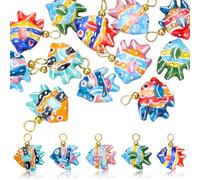 COGCHARGER 10Pcs Fish Ceramic Charms for Jewellery Making Ocean Porcelain 3D Small Animal Cute Charms Mixed Color Lucky Pendants for Bracelet Earring Necklace DIY Crafts