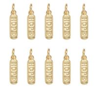 COGCHARGER 10Pcs Hope Inspiration Words Charms for Jewellery Making Engraved Motivational Words Charms Brass 18K Gold Plated Pendants for Bracelet Necklace Earring DIY Supplies