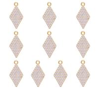 COGCHARGER 10Pcs Rhombus Charms for jewellery Making Real 18K Gold Plated Crystal Pendant for Earring Bracelet Necklace DIY Accessories