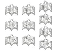 COGCHARGER 10Pcs Silver Bible Book Charms for Jewellery Making Retro Style