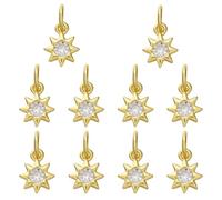 COGCHARGER 10Pcs Sun Charms for Jewellery Making Brass Micro Pave Cubic Zirconia Gold Charms Bulk Aesthetic Sun Pendants Hanging Ornament for Bracelet Earring Necklace Crafts Accessories