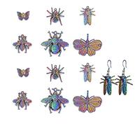 COGCHARGER 12 Pcs 6 Style Alloy Rainbow Insects Charms Multi Color Charms Pendants Colorful Etched Metal Embellishments for Jewelry Earring Necklace Making