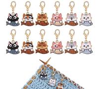 COGCHARGER 12Pcs Cat Fish Stitch Markers Alloy Enamel Removable Crochet Knitting Markers with Lobster Clasp Charms for Sewing Knitting Weaving Accessories DIY Craft
