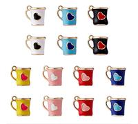 COGCHARGER 14 Pcs Cup Alloy Enamel Charms Mini Coffee Cup Charms Pendant 3D Cup Charms for Jewelry Necklace Bracelet Earring Making Crafts