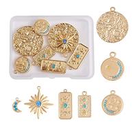 COGCHARGER 14 Pieces 304 Stainless Steel Pendants Charms Moon Star Charm Mixed Shapes Pendant for Jewellery Necklace Earring Making Crafts