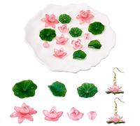 COGCHARGER 14 Pieces 7styles Acrylic Lotus Charm Pendant Colorful Flower Leaf Charm Plants Charm Pendant for Jewelry Earring Bracelet Making Crafts