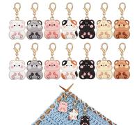 COGCHARGER 14Pcs Cat Stitch Markers Alloy Enamel Removable Crochet Knitting Markers with Lobster Clasp Charms for Sewing Knitting Weaving Accessories DIY Craft