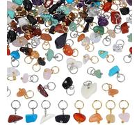COGCHARGER 150Pcs 30 Styles Mixed Gemstone Nuggets Charms Stone Charms Crystal Pendants Bulk with 304 Stainless Steel Jump Ring for Necklace Earring Jewelry Making