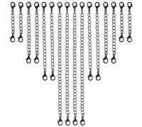 COGCHARGER 16pcs 4 Styles Black Iron Chain Extender, Chain Extension Necklace Chain Extender with Zinc Alloy Lobster Clasp for Jewelry Making Supplies