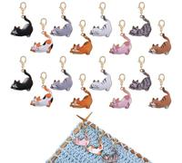 COGCHARGER 16Pcs Cat Stitch Markers Alloy Enamel Removable Crochet Knitting Markers with Lobster Clasp Charms for Sewing Knitting Weaving Accessories DIY Craft