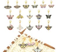 COGCHARGER 16Pcs Moth Stitch Markers for Knitting Alloy Enamel Removable Crochet Knitting Markers with Lobster Clasp Charms for Sewing Weaving Accessories DIY Craft