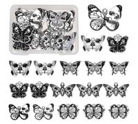 COGCHARGER 18Pcs Gothic Style Charms Alloy Enamel Charms Butterfly Skull Charms Moth Skeleton Pendants Halloween Charms for Jewelry Bracelets Necklace Earrings Making