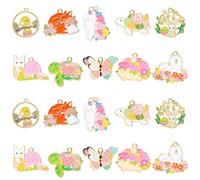COGCHARGER 20 Pcs 10 Style Bulk Cute Animal Flower Modeling Charms Assorted Metal Enamel Pendants for Keychain Earrings Necklaces Bracelets Jewellery Making