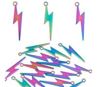 COGCHARGER 20 Pcs Multi-color Lightning Bolt Charms Pendant Rainbow Color Alloy Flash Thunder Charms for Necklace Bracelet Jewelry Making DIY Craft Supplies