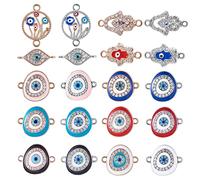 COGCHARGER 20 Pieces Eye Enamel Charm Connector Flat Round Evil Eye Charm Assorted Evil Eye Connector for Jewelry Necklace Bracelet Earring Making Crafts