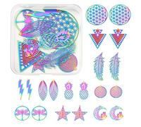 COGCHARGER 20 Pieces Stainless Steel Filigree Charm Pendant Multi-color Charm Etched Metal Embellishments for Jewelry Necklace Bracelet Earring Making Crafts