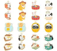 COGCHARGER 20Pcs Cat Charms Alloy Enamel Colorful Charms Pendants Cute Cartoon Animal Charms for Jewelry Bracelets Necklace Earrings Making DIY Craft Supplies
