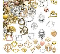 COGCHARGER 220Pcs Assorted Heart Charms for Jewellery Making Mixed Color Bulk Cute Alloy Collection Pendants for Bracelet Necklace Earring DIY Supplies