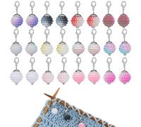 COGCHARGER 24Pcs Acrylic Pearl Stitch Markers Removable Crochet Knitting Markers with Lobster Clasp Charms for Sewing Knitting Weaving Accessories DIY Craft