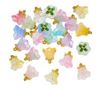 COGCHARGER 24Pcs Cute Flower Charms for Jewellery Making Bulk Mini 3D Glass Charms Small Mixed Colors Lampwork Plant Trumpet Floral Charm for Bracelet Necklace Earring DIY Supplies