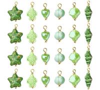 COGCHARGER 24Pcs Green Ceramic Charms for Jewellery Making Bulk Assorted Porcelain 3D Small Cute Star Ocean Heart Charms Lucky Pendants for Bracelet Earring Necklace DIY Crafts