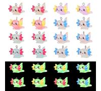 COGCHARGER 24Pcs Luminous Resin Axolotl Charms Glow in the Dark Mini Axolotl Pendants Cute Animal Charms for Bracelets Necklace Earrings Jewelry Making DIY Ornament Accessories