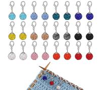 COGCHARGER 24Pcs Polymer Clay Rhinestone Stitch Markers Removable Crochet Knitting Markers with Lobster Clasp Charms for Sewing Knitting Weaving Accessories DIY Craft