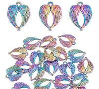 COGCHARGER 25 Pcs Multi-color Angel Wings Charms Pendant Rainbow Color Alloy Metal Wings Charms for Necklace Bracelet Earrings Jewellery Making DIY Craft Supplies