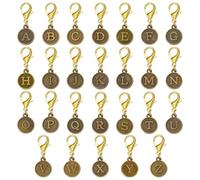 COGCHARGER 26Pcs Journal Letter Charms for Jewellery Making Vintage Initial Alphabet Clip On Keychain Purse Bag Charms Antique Bronze Alloy with Lobster Clasp Zipper Pull Charm for Earring Bracelets