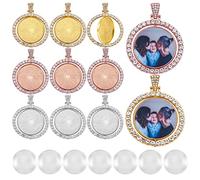 COGCHARGER 27 Pcs Rhinestone Bezel Pendant Trays Set Including Alloy Pendant Cabochon Settings and Transparent Glass Cabochons for Jewelry Making