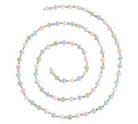COGCHARGER 3.28 Feet 1M Handmade Glass Faceted Beaded Chains Unwelded Beaded Glass Chains with Iron Eye Pins Misty Rose for Women Girl Jewelry Making