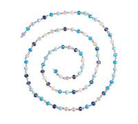 COGCHARGER 3.28 Feet 1M Handmade Glass Faceted Beaded Chains Unwelded Beaded Glass Chains with Iron Eye Pins Light Sky Blue for Women Girl Jewelry Making