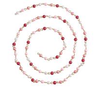 COGCHARGER 3.28 Feet 1M Handmade Glass Pearl Round Beaded Chains Unwelded Crystal Glass Beads Chain with Brass Eye Pins Crimson for Women Girl Jewelry Making