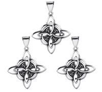 COGCHARGER 3 Pcs Knot Charms Antique Silver Stainless Steel Celtic Knot Charm Hollow Trinity Connector Charms for Unisex Craft Bracelet Necklace Accessories