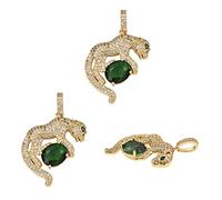 COGCHARGER 3 Pieces Leopard Charm Pendant Brass Cubic Zirconia Leopard Pendant Real 18K Gold Plated for Jewelry Necklace Bracelet Earring Making Craft