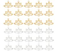 COGCHARGER 30 Pcs Stainless Steel Lotus Charm Pendants Yoga Lotus Flower Hollow CharmsMetal Charms for Jewelry Necklace Bracelet Earrings Making DIY Crafts Supplies