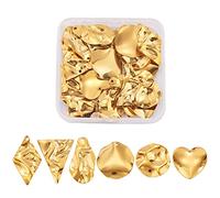 COGCHARGER 30 Pieces Stainless Steel Textured Charms Pendant Mixed Shape Nuggets Charm Real 18K Gold Plated for Jewellery Necklace Earring Making Crafts