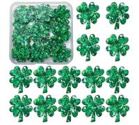 COGCHARGER 30Pcs Four Leaf Clover Charms for Jewellery Making St. Patrick's Day Charms Bulk Acrylic Pendant Lucky Shamrock Pendant for Bracelet Necklace Earring DIY Supplies