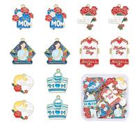 COGCHARGER 30Pcs Mama Charms for Jewellery Making Assorted Aesthetic Enamel Charms Bulk Elegant Alloy Painting Enameled Letter Pendants for Bracelet Earring Necklace Crafts Mother's Day Gift